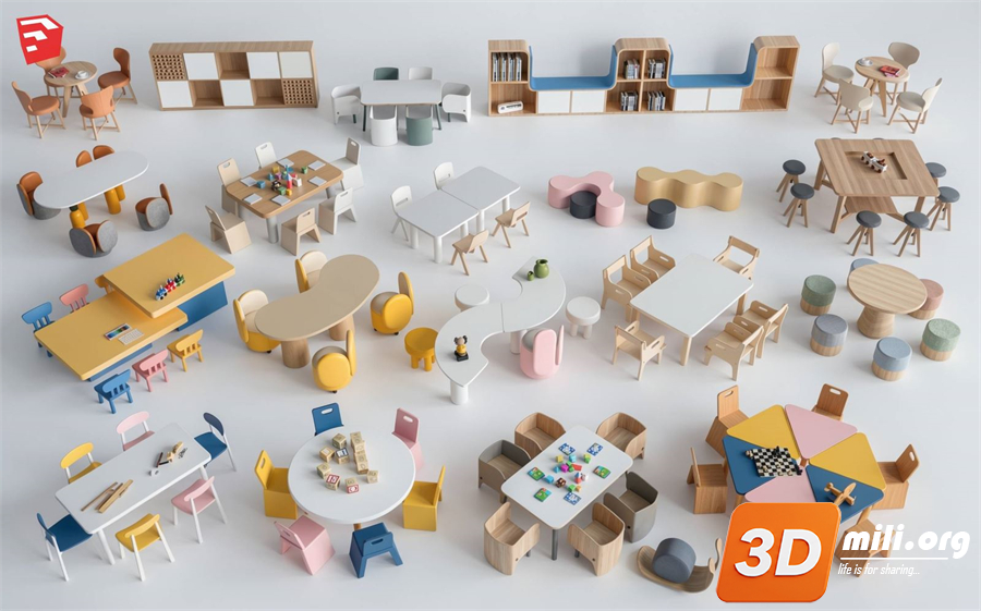 Kid's table and chairs Skp Files 